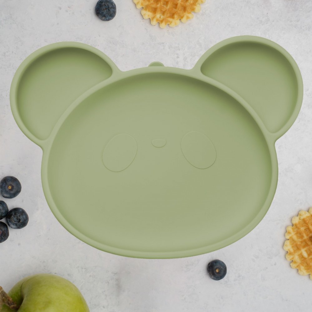 APPEKIDS Farfurie din silicon cu ventuza Panda Raw Green