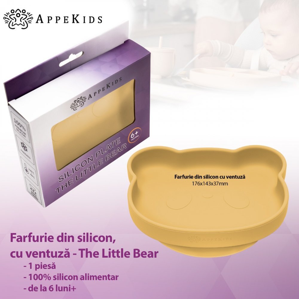 APPEKIDS Farfurie din silicon cu ventuza The Little Bear Honey