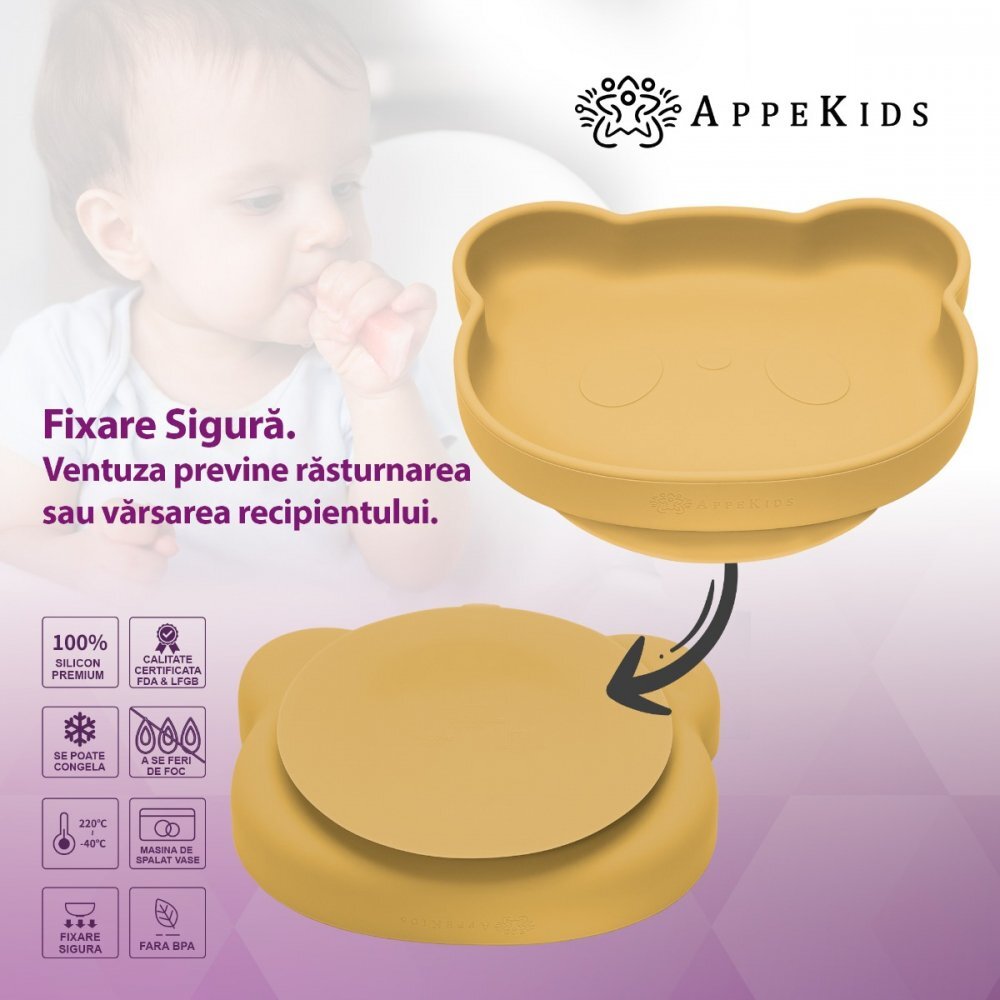 APPEKIDS Farfurie din silicon cu ventuza The Little Bear Honey