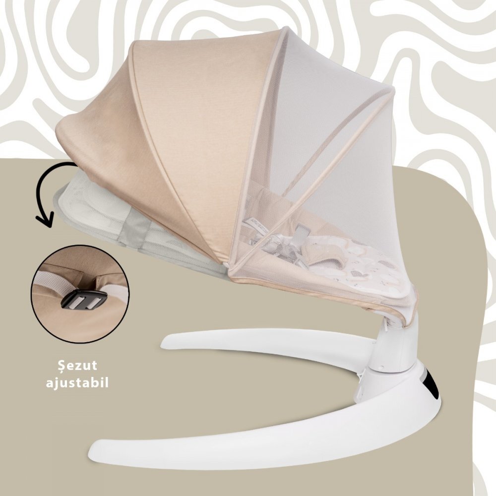 APPEKIDS Leagan electric pentru bebelusi cu spatar reglabil si senzor de miscare Evoque Bubble Beige