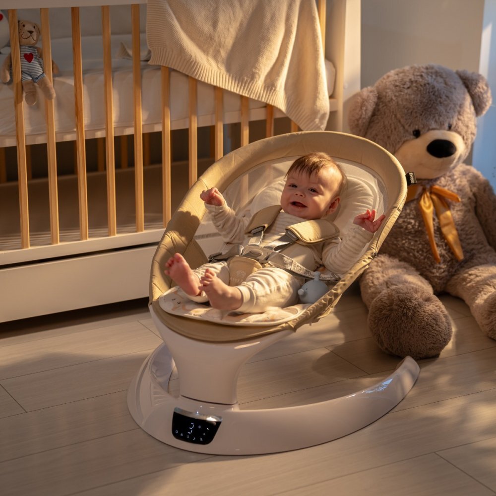 APPEKIDS Leagan electric pentru bebelusi cu spatar reglabil si senzor de miscare Evoque Bubble Beige