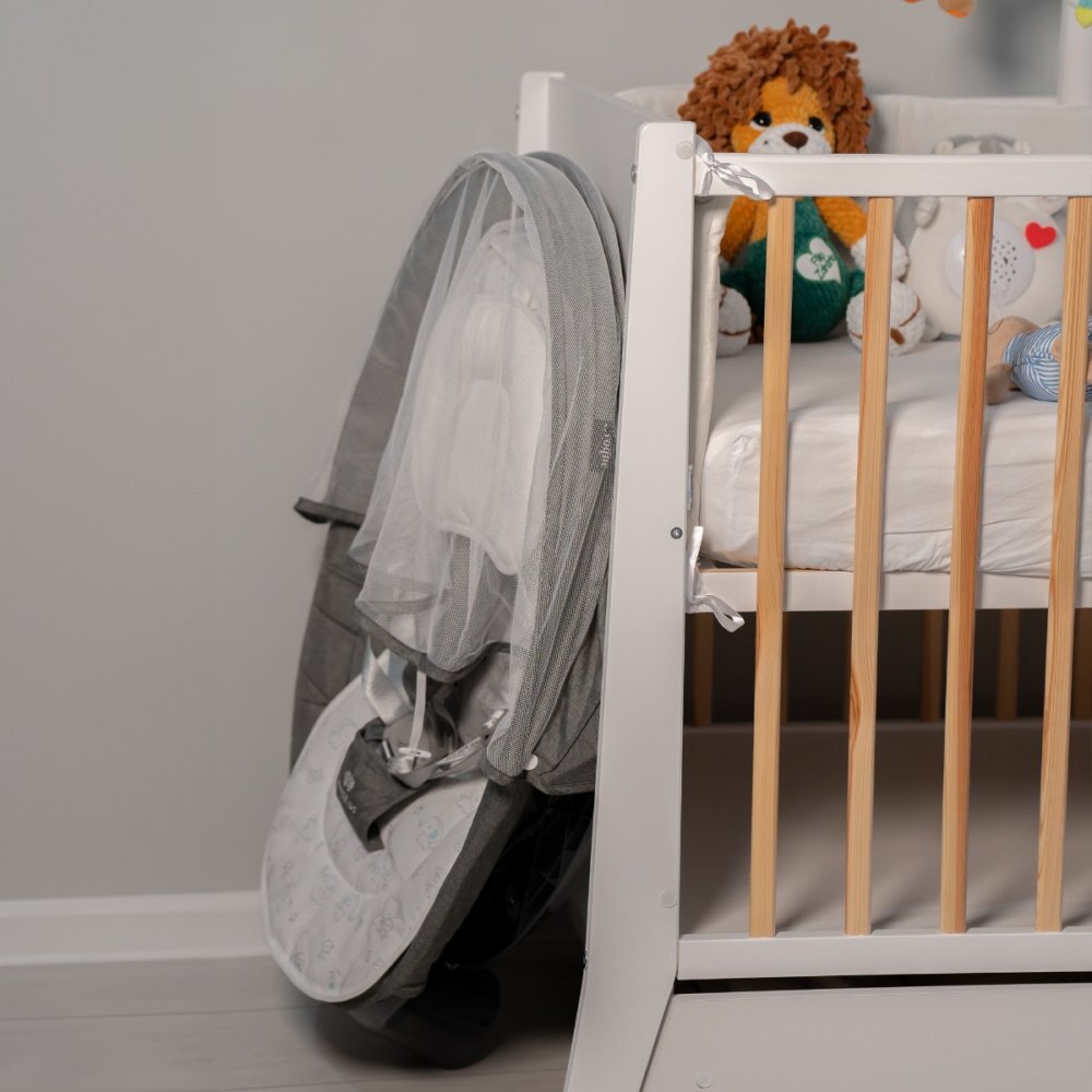 APPEKIDS Leagan electric pentru bebelusi cu spatar reglabil si senzor de miscare Evoque Powder Grey