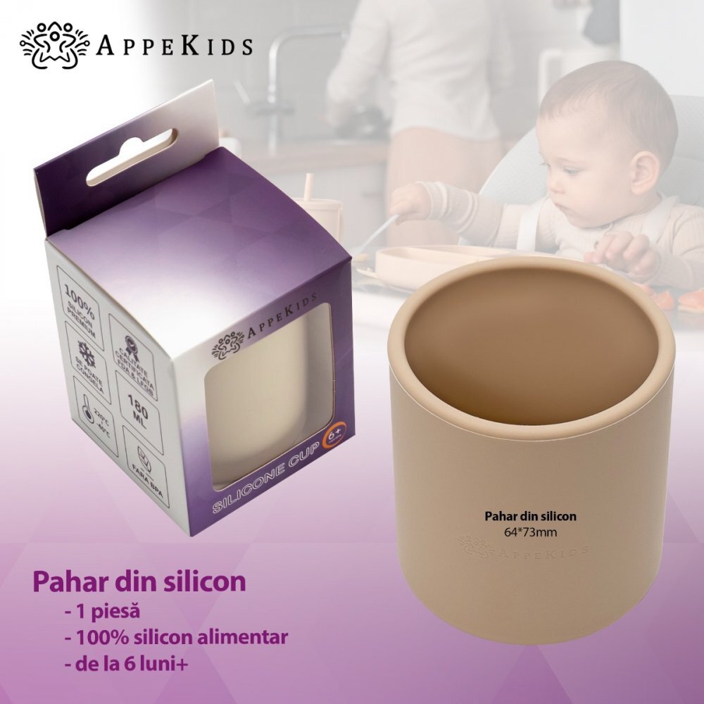 APPEKIDS Pahar din silicon Bubble Beige