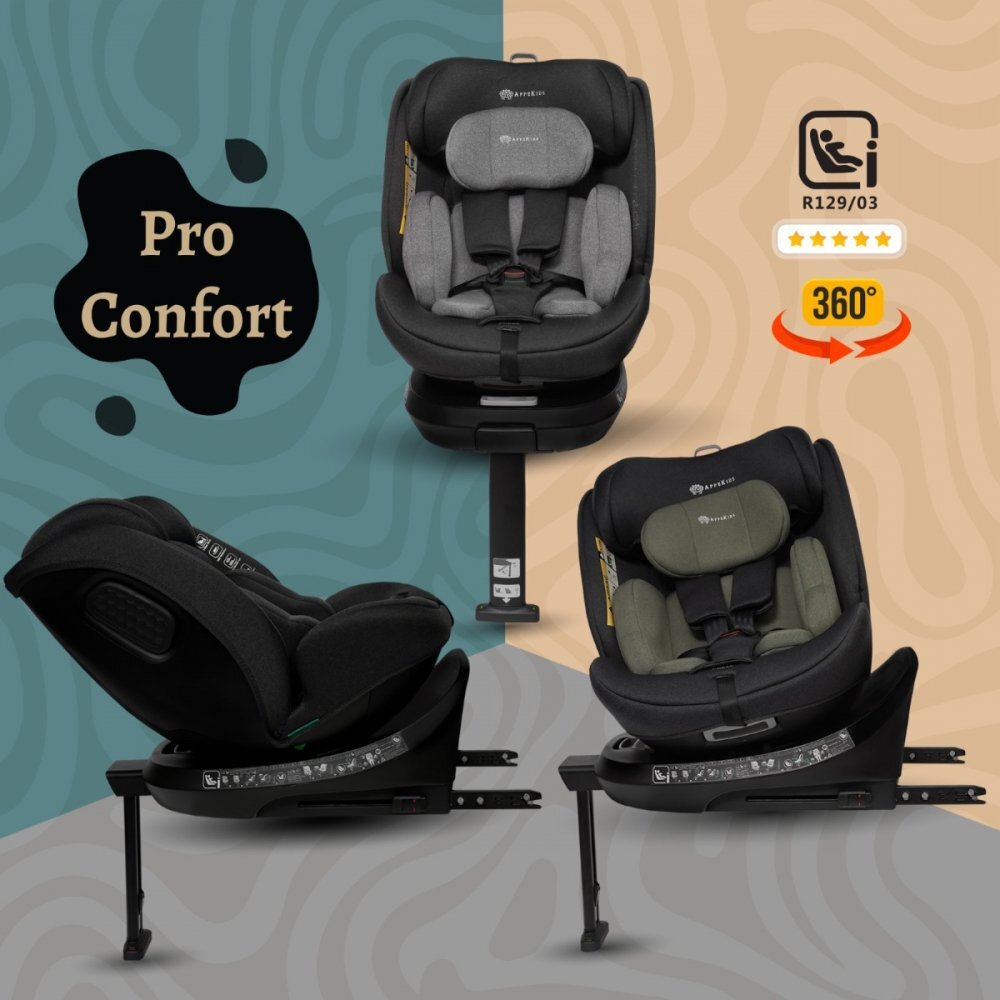 APPEKIDS Scaun auto I-Size 40-150 cm Rear Facing 360 Pro Confort green