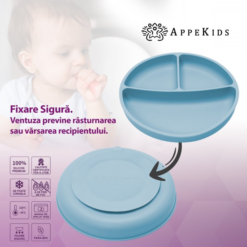 APPEKIDS Set diversificare din silicon 5 piese Classic Aqua Blue