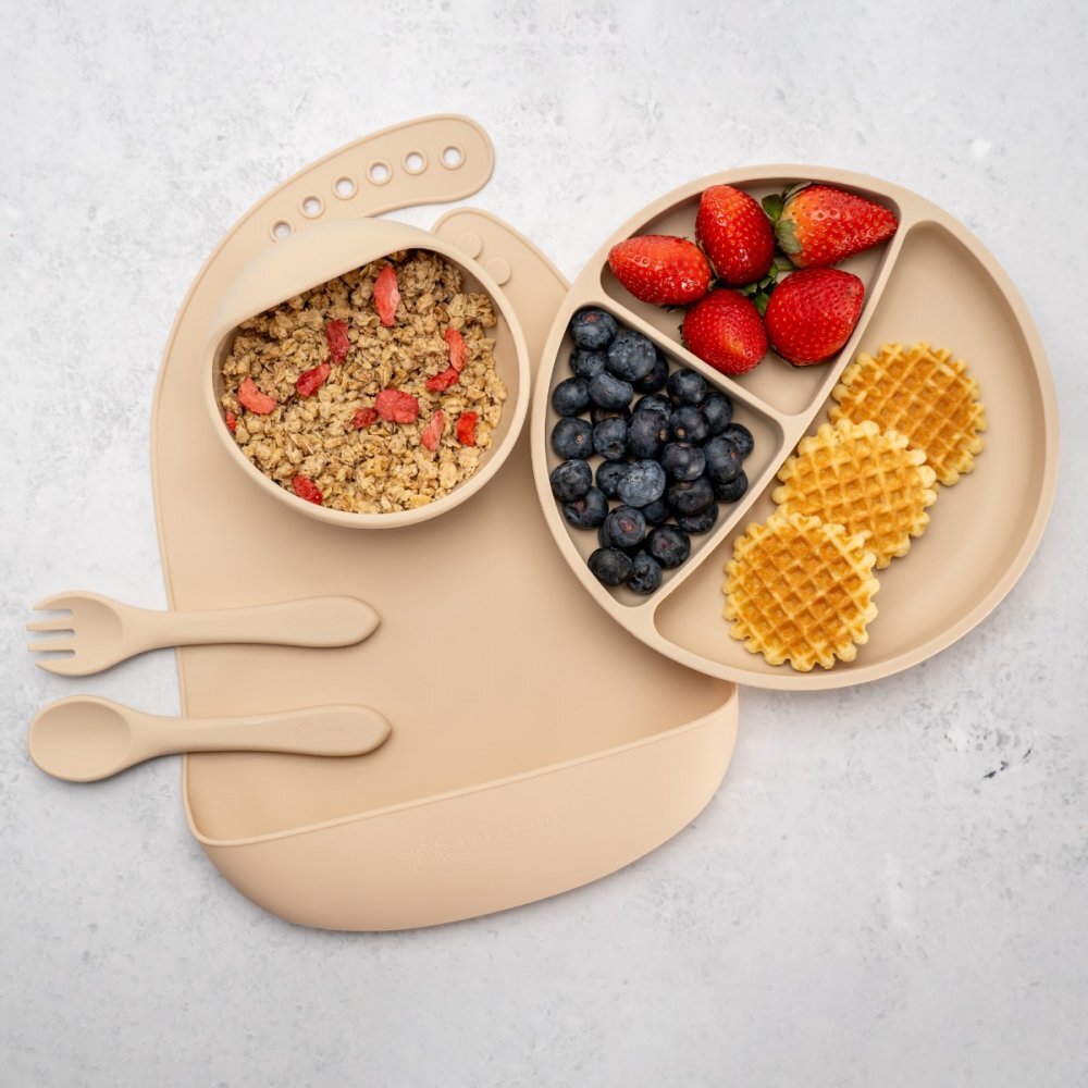 APPEKIDS Set diversificare din silicon 5 piese Classic Bubble Beige