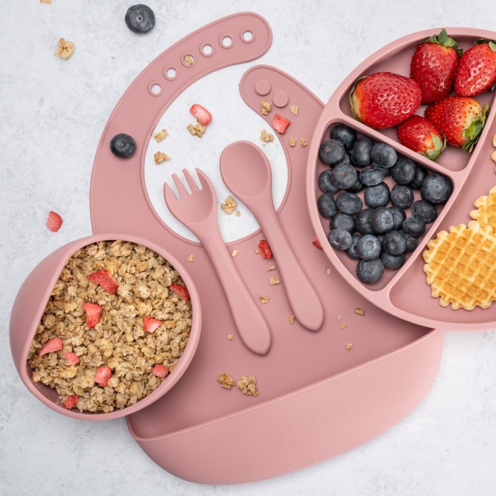 APPEKIDS Set diversificare din silicon 5 piese Classic Old Rose