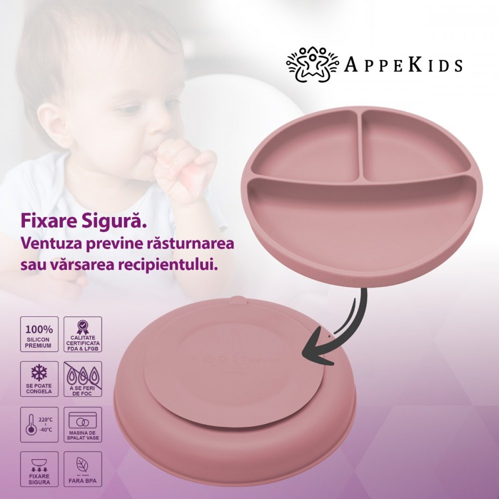 APPEKIDS Set diversificare din silicon 5 piese Classic Old Rose