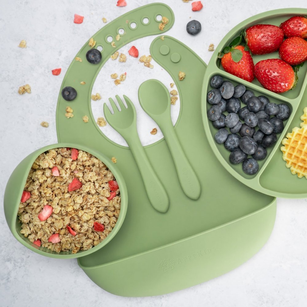APPEKIDS Set diversificare din silicon 5 piese Classic Raw Green