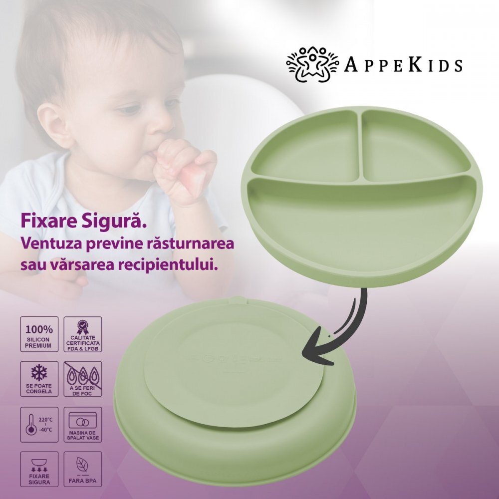 APPEKIDS Set diversificare din silicon 5 piese Classic Raw Green