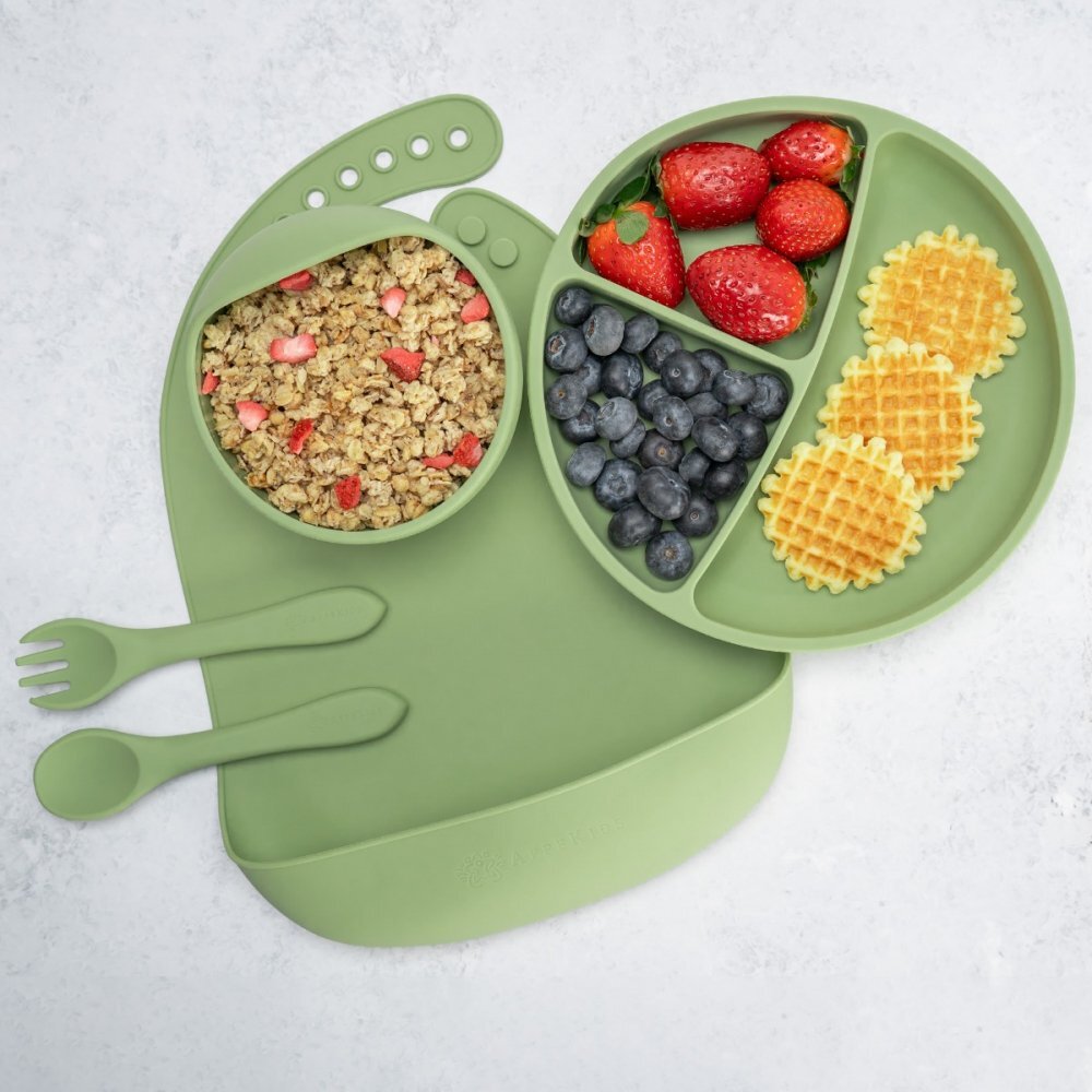 APPEKIDS Set diversificare din silicon 5 piese Classic Raw Green