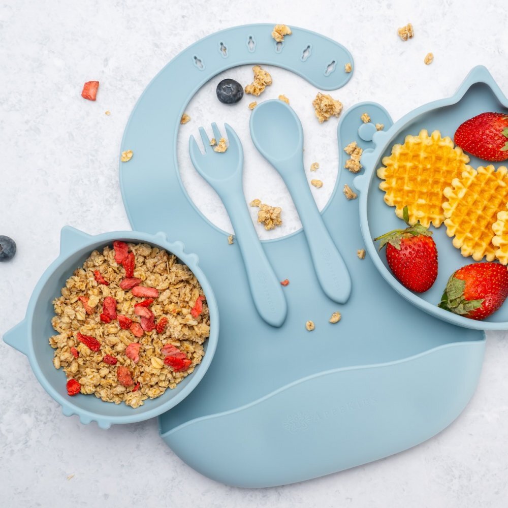 APPEKIDS Set diversificare din silicon 5 piese Kitty Aqua Blue