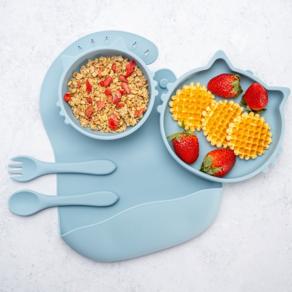 APPEKIDS Set diversificare din silicon 5 piese Kitty Aqua Blue