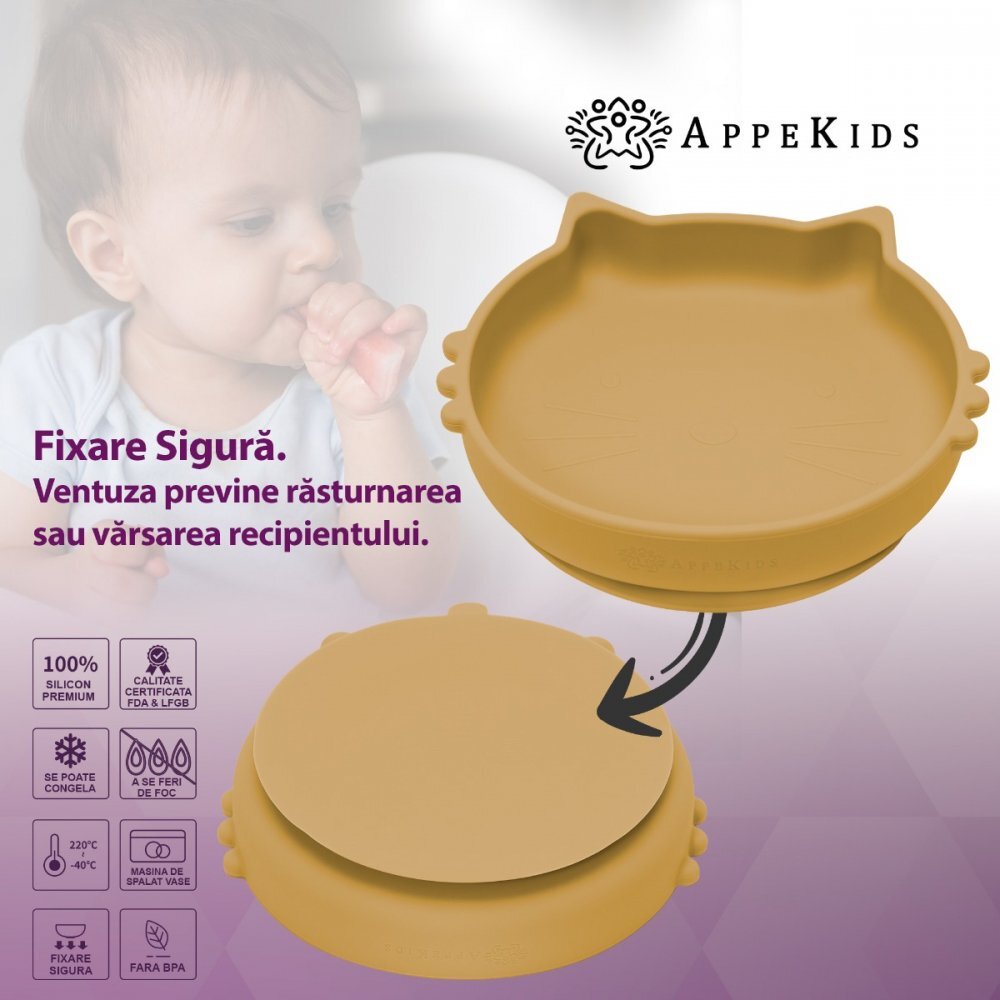 APPEKIDS Set diversificare din silicon 5 piese Kitty Honey