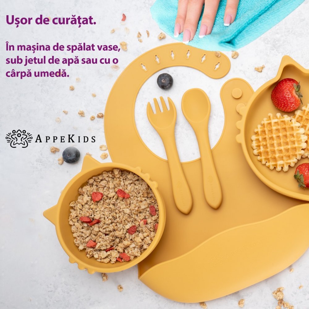 APPEKIDS Set diversificare din silicon 5 piese Kitty Honey