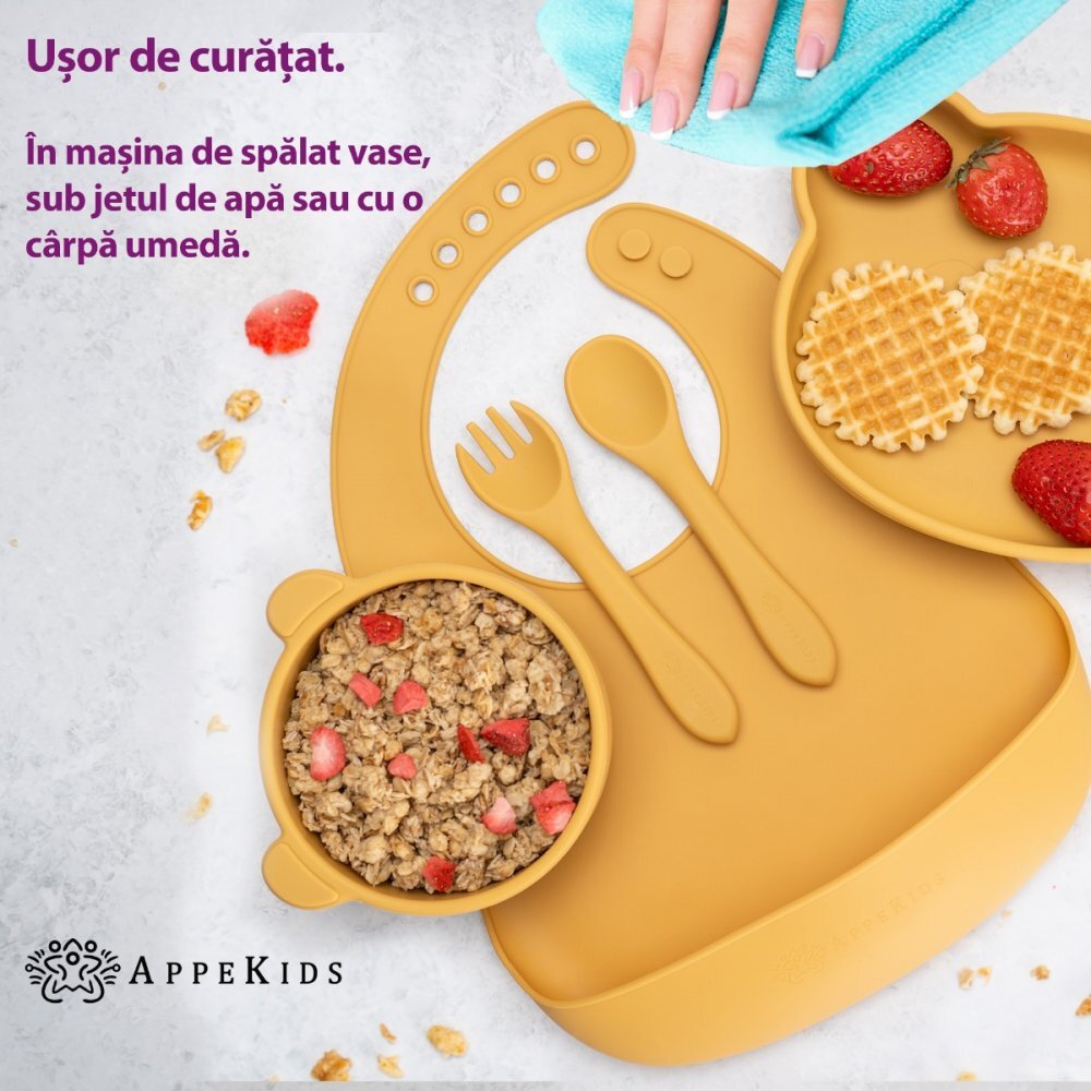 APPEKIDS Set diversificare din silicon 5 piese Panda Honey