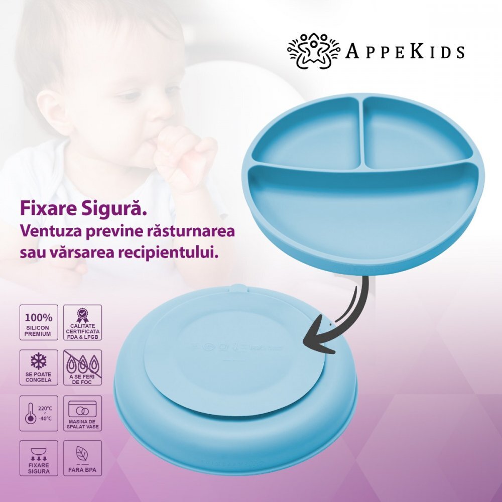 APPEKIDS Set diversificare din silicon Basic Aqua Blue