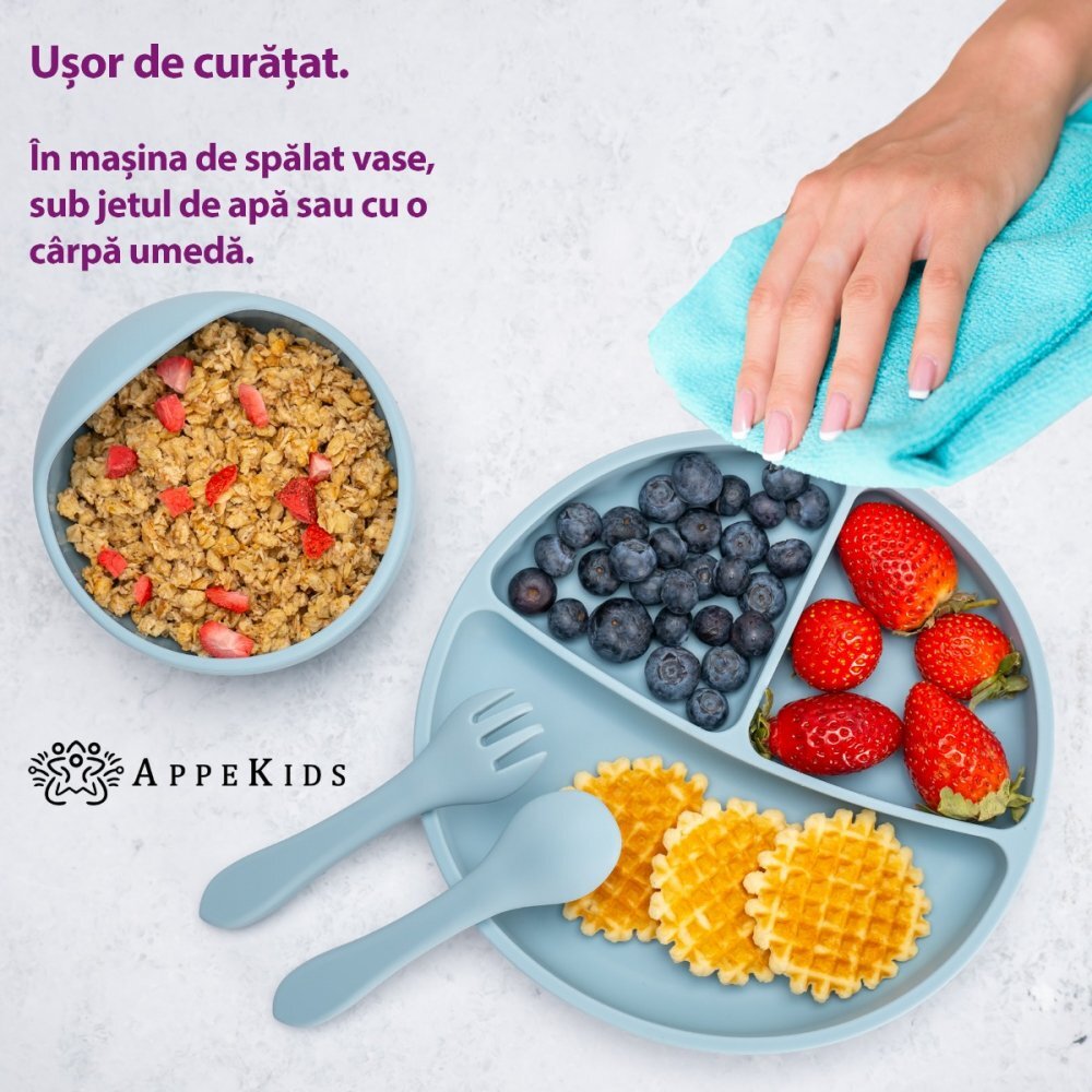 APPEKIDS Set diversificare din silicon Basic Aqua Blue