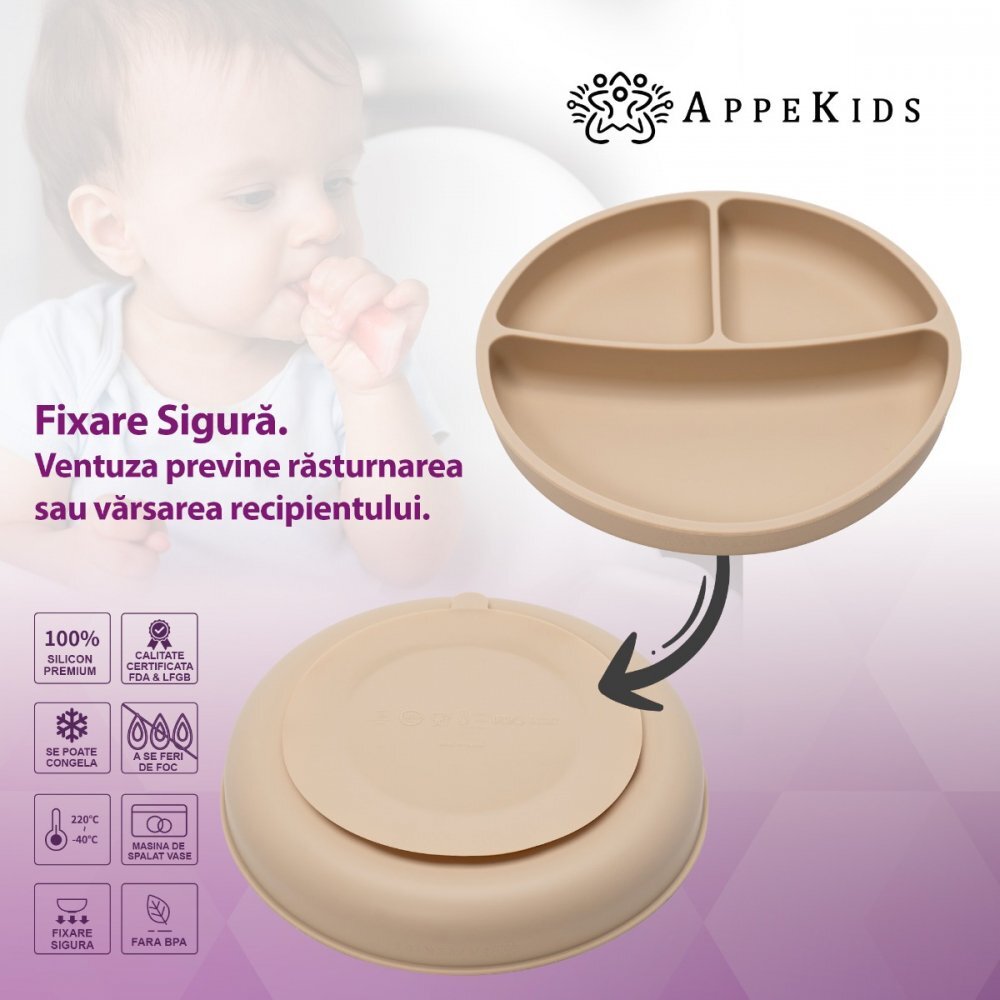 APPEKIDS Set diversificare din silicon Basic Bubble Beige