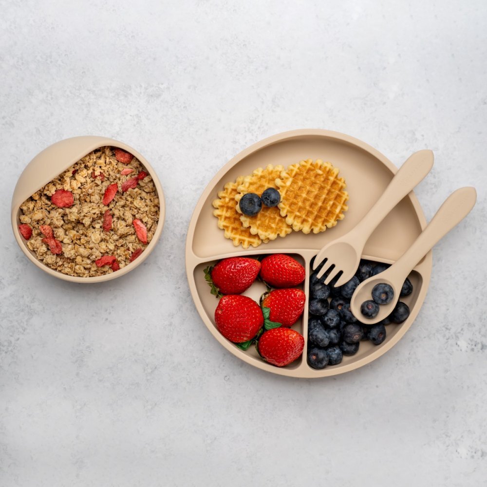 APPEKIDS Set diversificare din silicon Basic Bubble Beige