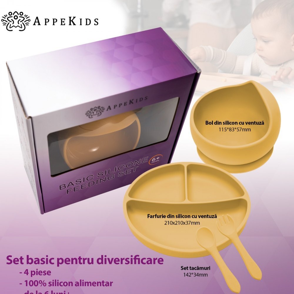 APPEKIDS Set diversificare din silicon Basic Honey