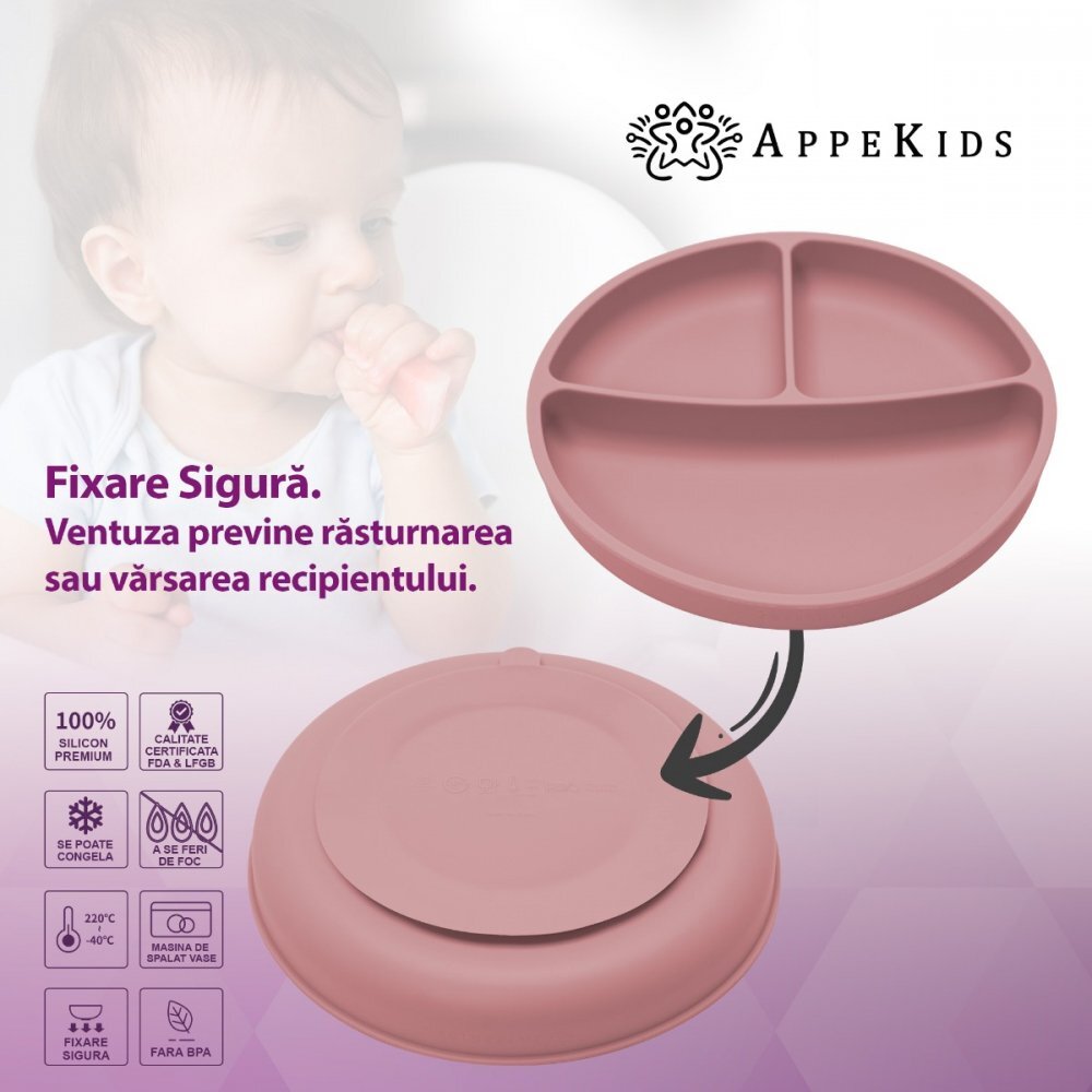 APPEKIDS Set diversificare din silicon Basic Old Rose