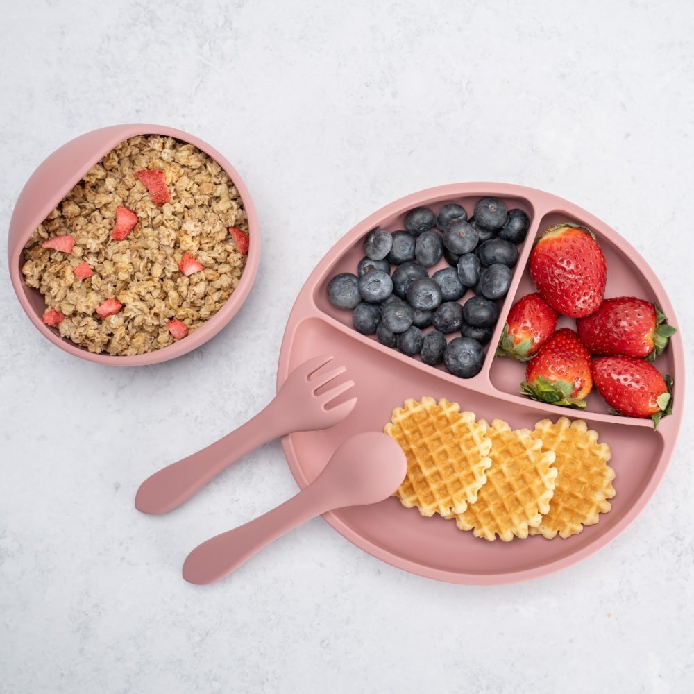 APPEKIDS Set diversificare din silicon Basic Old Rose