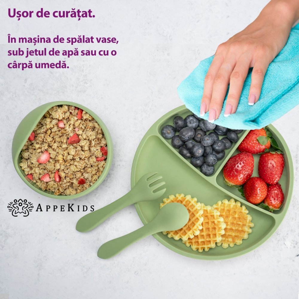 APPEKIDS Set diversificare din silicon Basic Raw Green