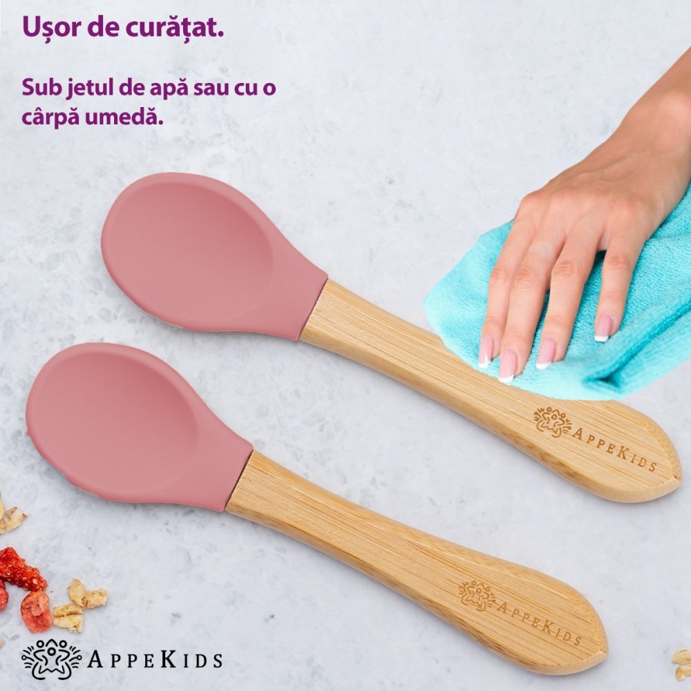 APPEKIDS Set lingurite din bambus Old Rose