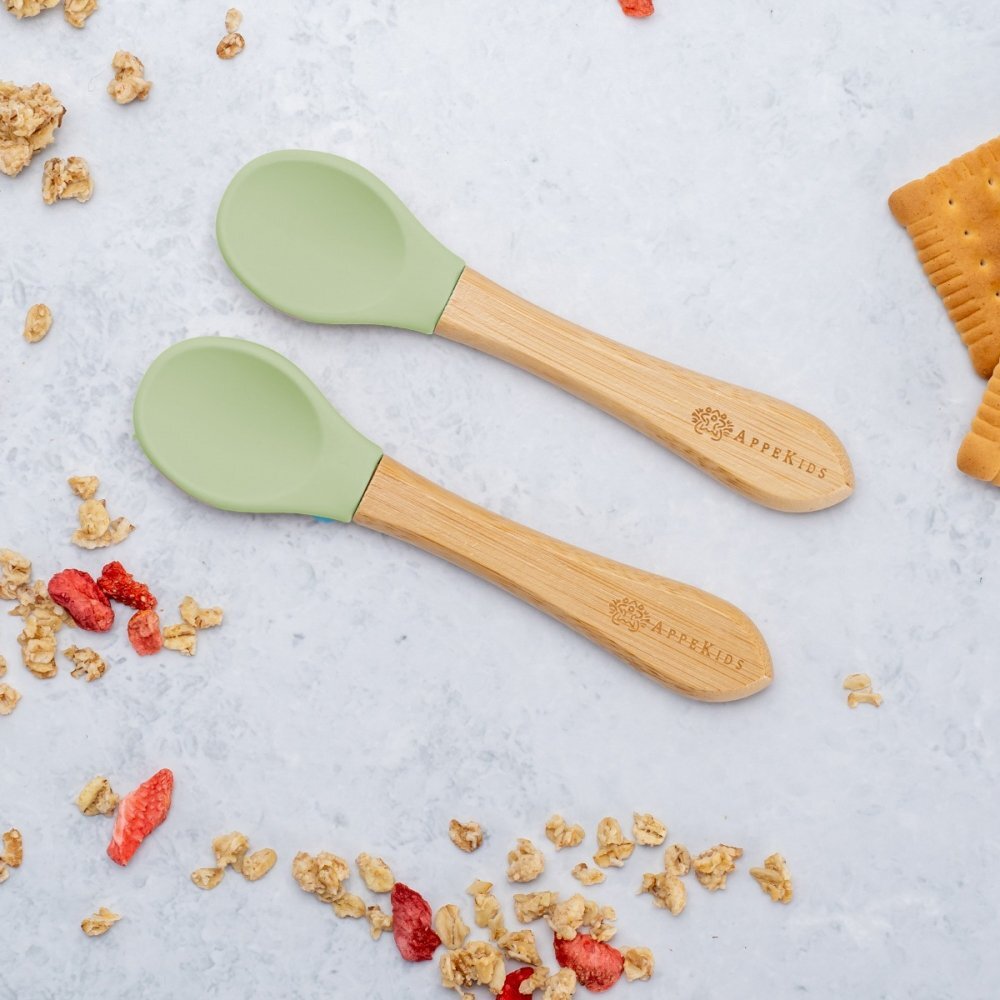 APPEKIDS Set lingurite din bambus Raw Green