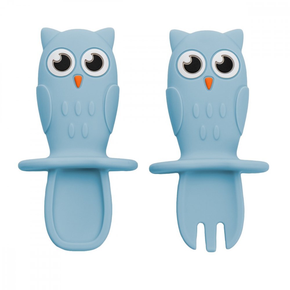 APPEKIDS Set tacamuri din silicon Owl Aqua Blue