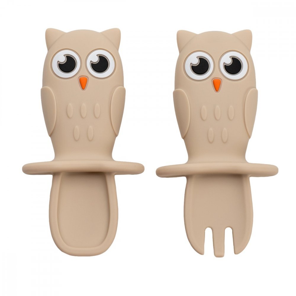 APPEKIDS Set Tacamuri din silicon OWL Bubble Beige