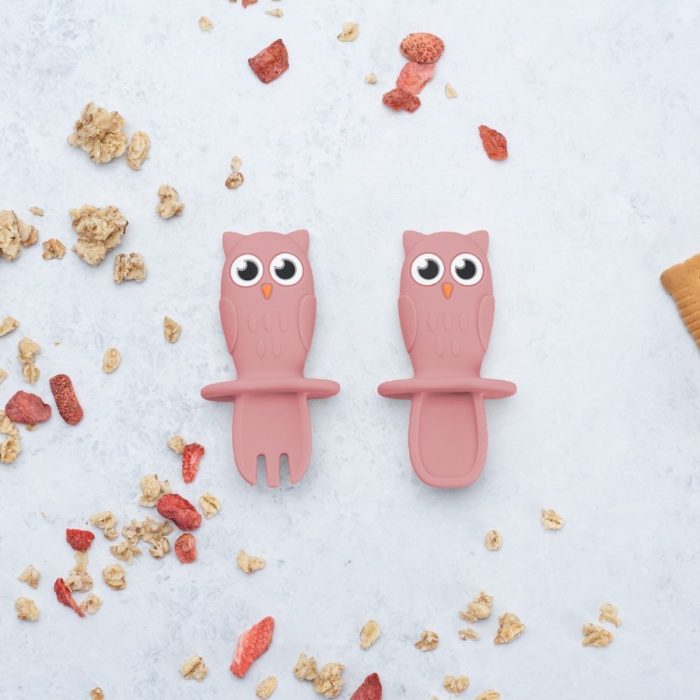 APPEKIDS Set tacamuri din silicon Owl Old Rose