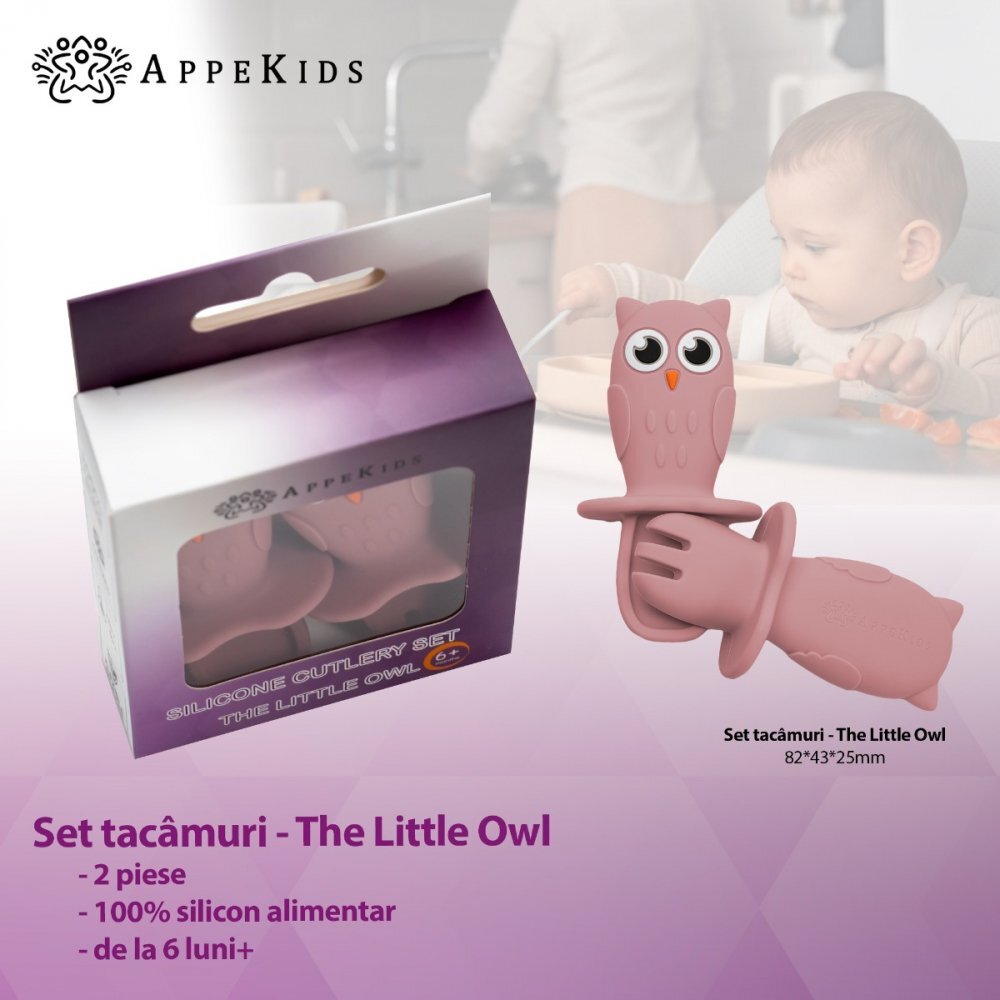 APPEKIDS Set tacamuri din silicon Owl Old Rose