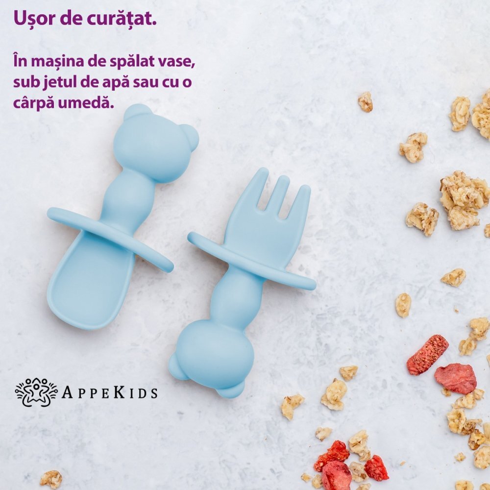 APPEKIDS Set tacamuri din silicon The Little Bear Aqua Blue