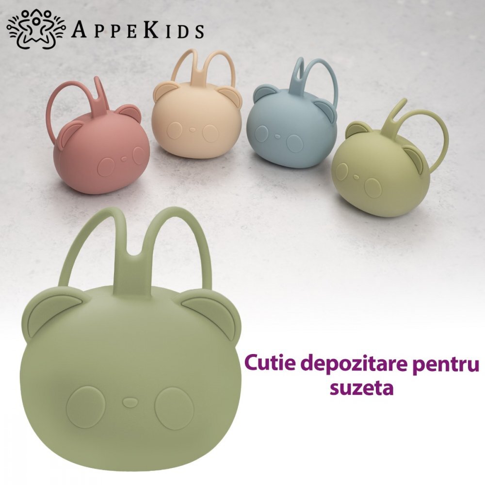 APPEKIDS Suport pentru suzeta din silicon The Little Bear Raw Green