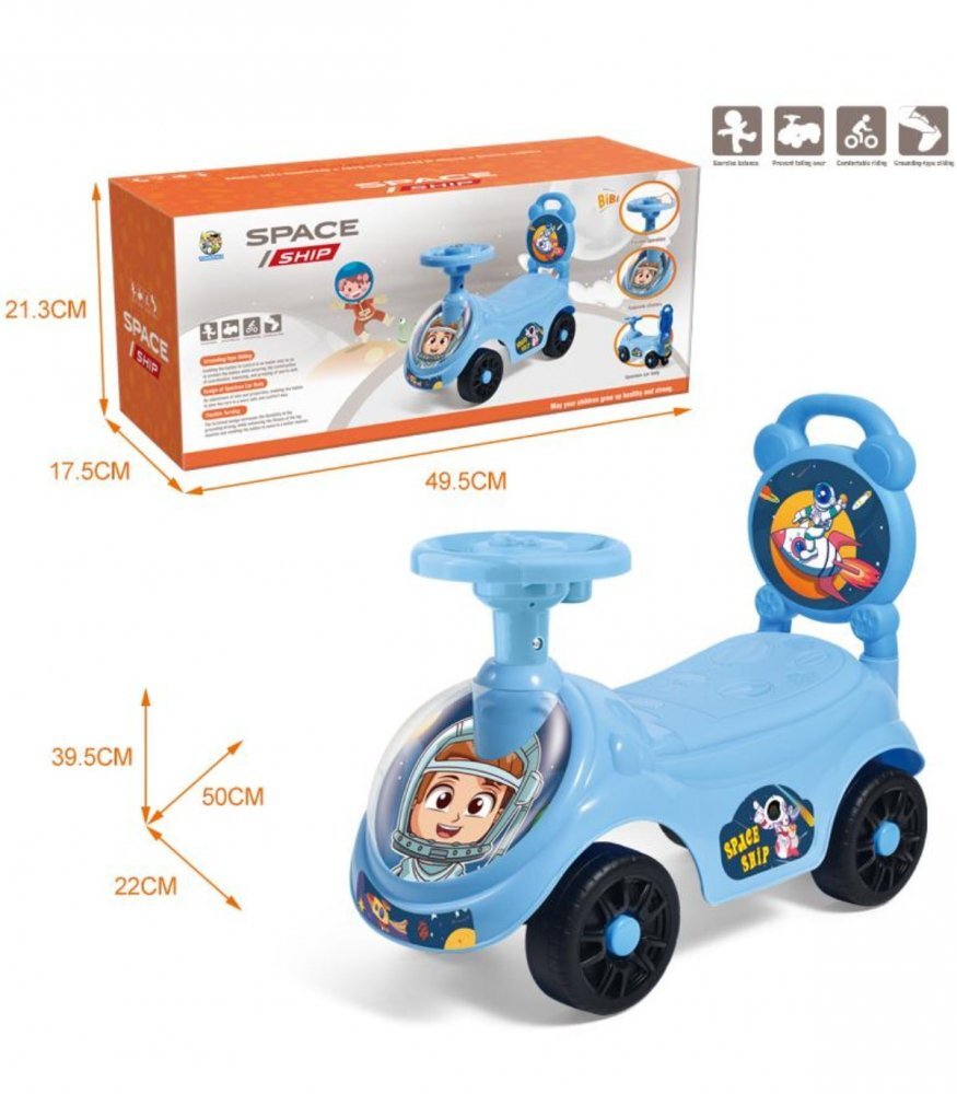 Armtoys Masinuta pentru copii Ride-On fara pedale albastra cu functii muzicale