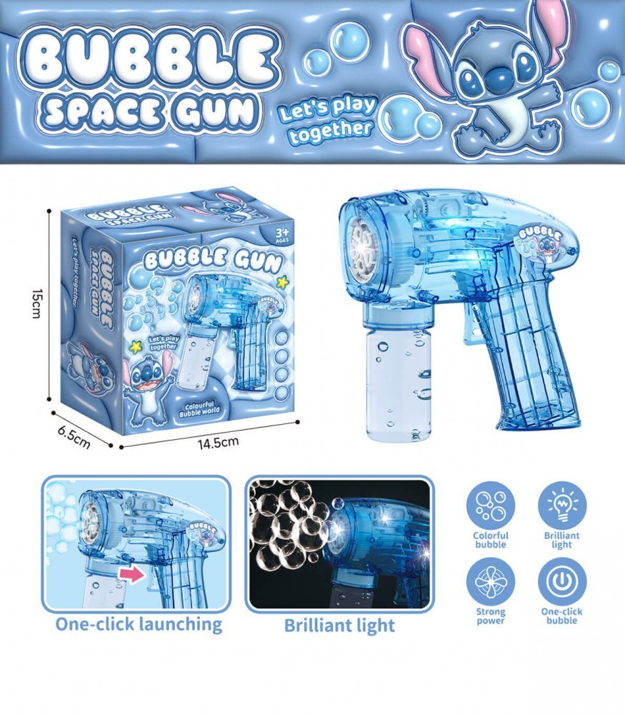 Armtoys Pistol transparent pentru baloane de sapun Stitch