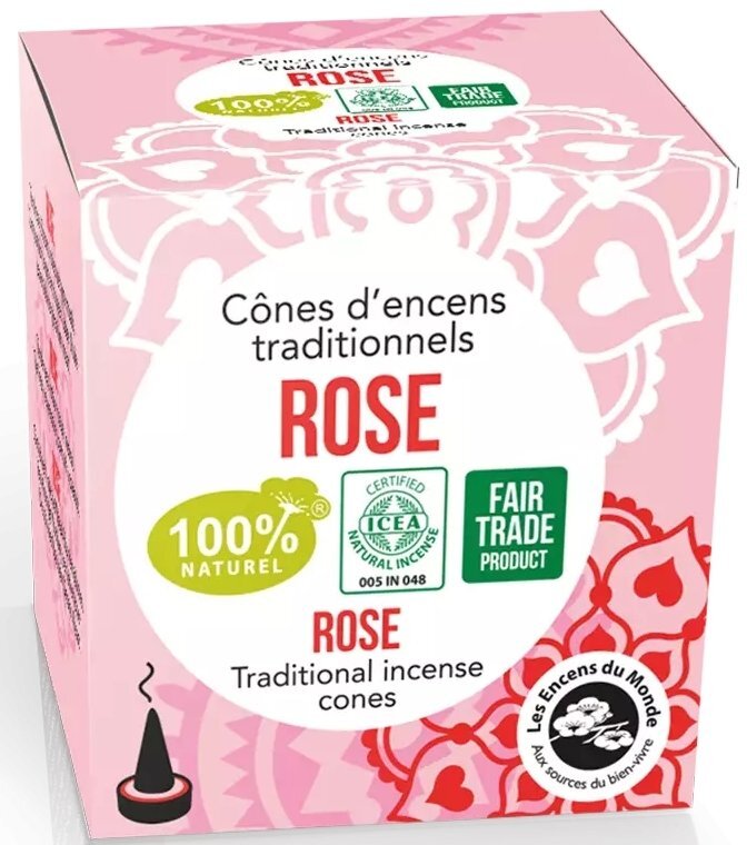 Aromandise Conuri parfumate naturale indiene trandafir 12 bucati