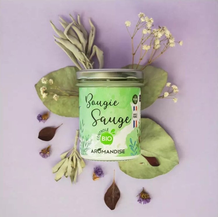 Aromandise Lumanare parfumata bio salvie vegana 150g