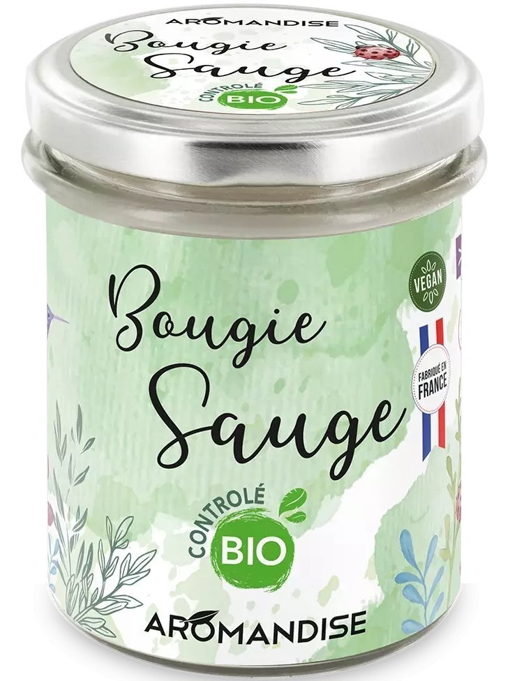 Aromandise Lumanare parfumata bio salvie vegana 150g