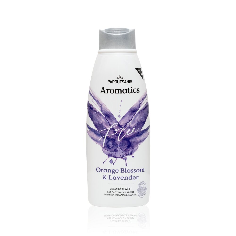 AROMATICS Gel de dus 100 vegan Free cu parfum de flori de portocal si lavanda cu prebiotice vit E si aloe 600ml