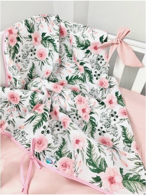 Arus Muselina cu doua fete din bumbac 100x75 cm Pink Garden