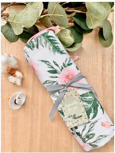 Arus Muselina cu doua fete din bumbac 100x75 cm Pink Garden