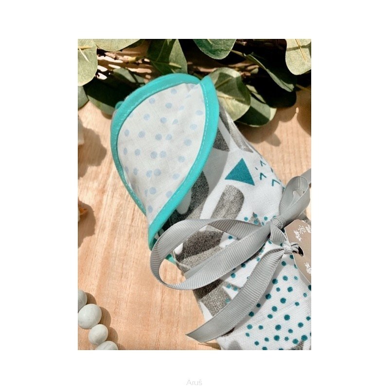 Arus Muselina cu doua fete din bumbac 75x75 cm Leaves Turquoise