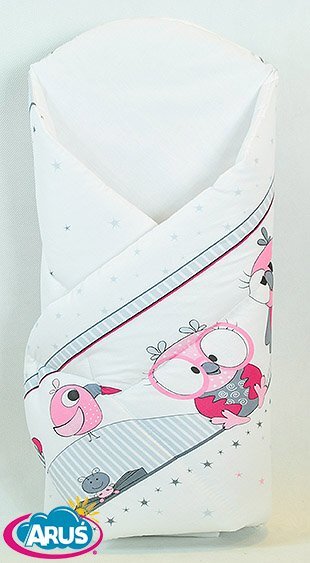 Arus Paturica de infasat multifunctionala standard 80x80 cm Pink Owls New1