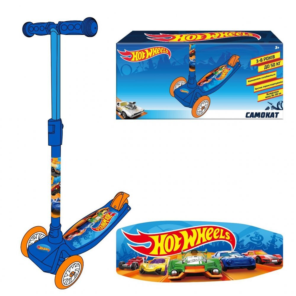 AS Trotineta cu 3 roti Hot Wheels cu ghiozdan ghidon reglabil greutate admisa 50 kg