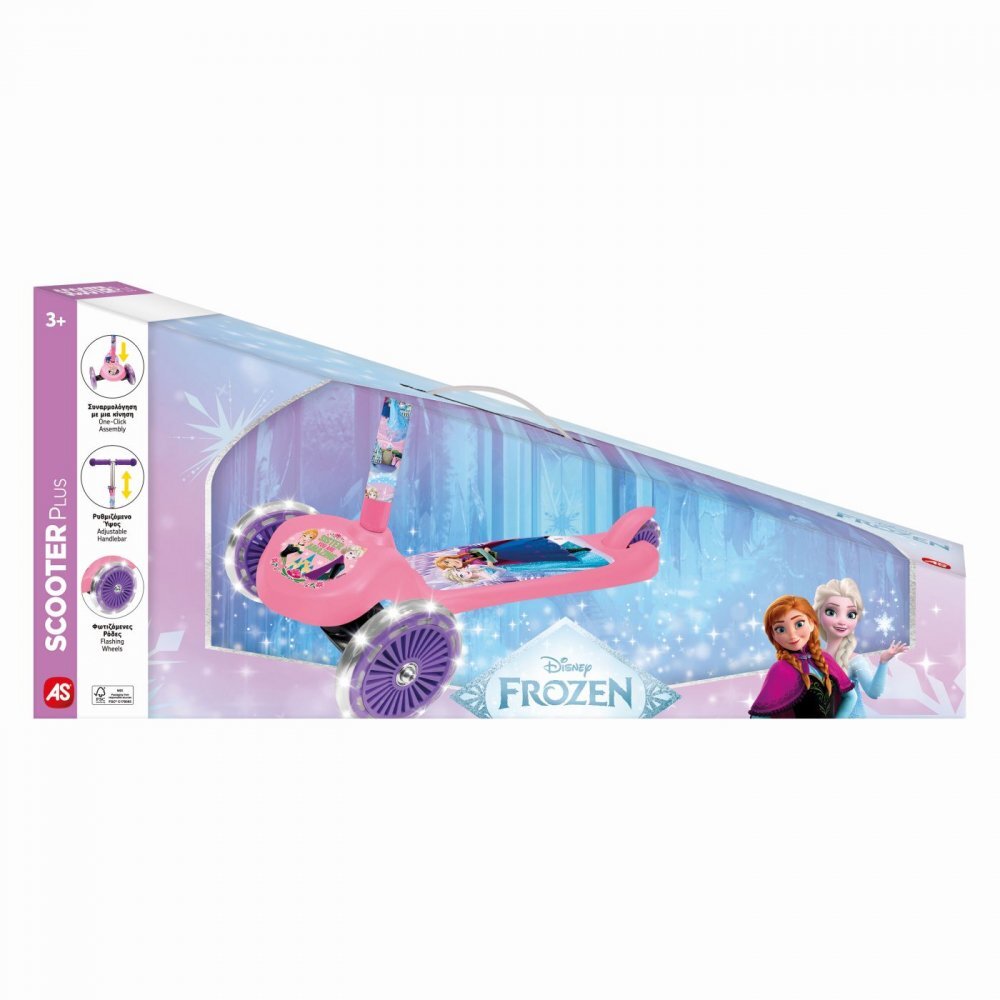 AS Trotineta cu 3 roti luminoe baza antiderapanta si ghidon reglabil Frozen