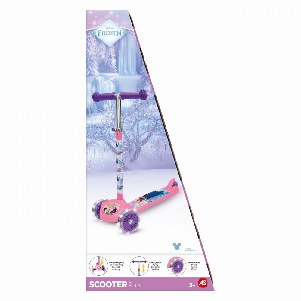 AS Trotineta cu 3 roti luminoe baza antiderapanta si ghidon reglabil Frozen