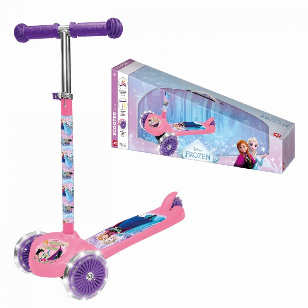 AS Trotineta cu 3 roti luminoe baza antiderapanta si ghidon reglabil Frozen